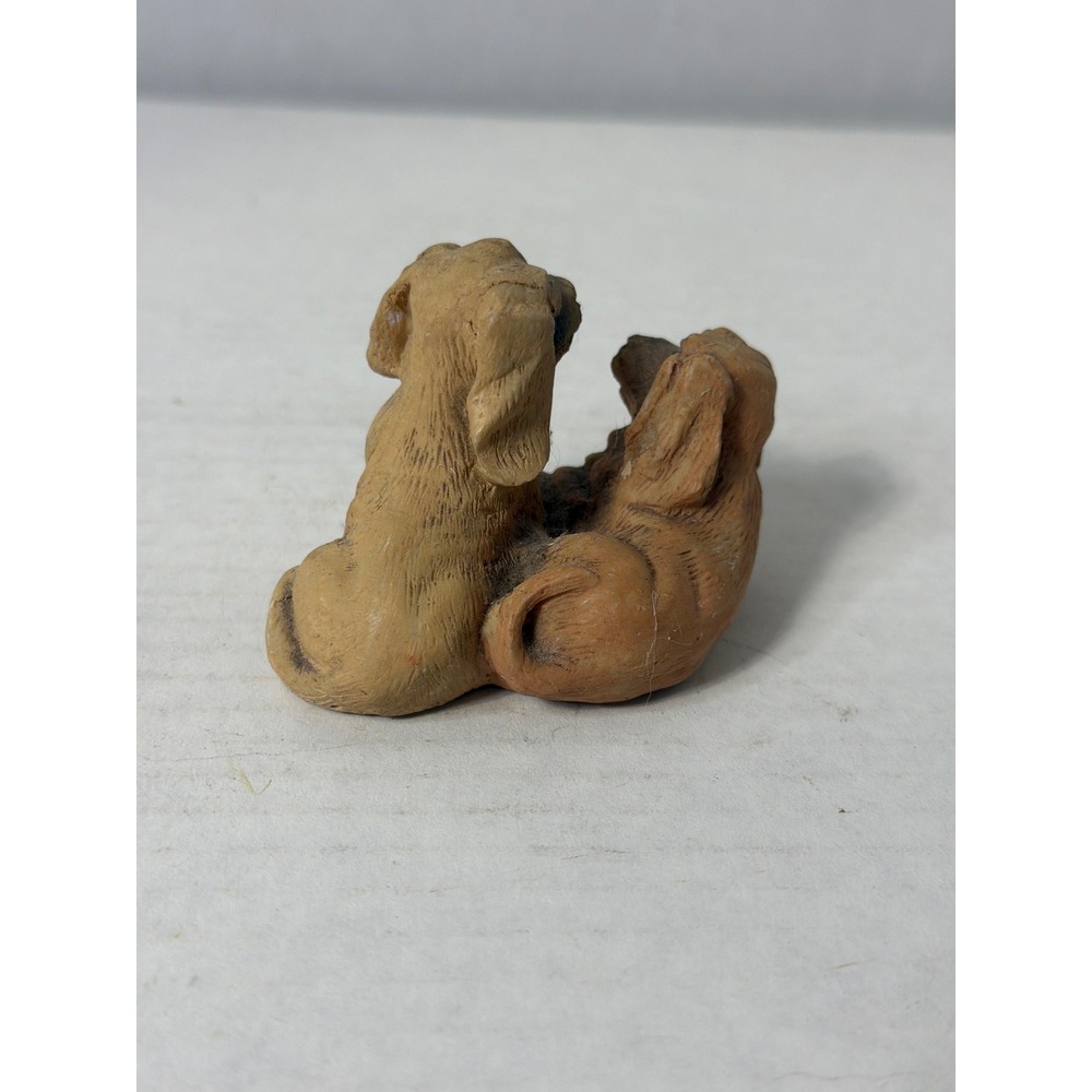 Miniature Resin Dachshund Dog Figurine Two Puppies Long Haired Doxie Collectible - Picture 3 of 9